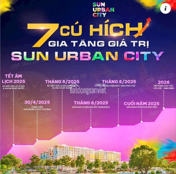 SUN URBAN CITY ngay tại trung tâm thành phố Phủ Lý Hà Nam do Sun Group làm chủ đầu tư.
Liên hệ: