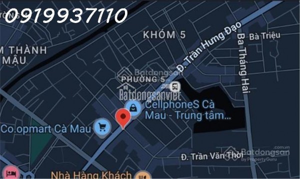 Cho thuê nhà 9.9m x 25.6m mặt tiền đường Trần Hưng Đạo, Phường 5, TP Cà Mau