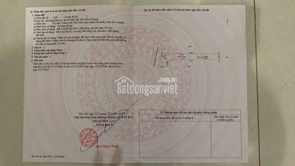Đất Tp Bến Cát 214m2 sát KCN Visip 2 giá chỉ 450tr.
Đất ở đô thị sỗ Hồng sẵn.
Bao phí sang tên