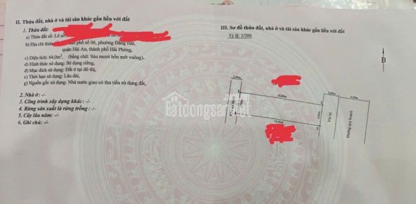 Lô đất đẹp TDC điểm 3 ĐẰng Hải Hải An, khe kỹ thuật 2m sau nhà
