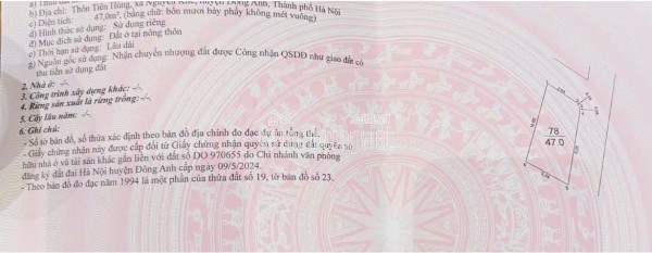 Đất Tiên Hùng - Nguyên Khê xe 1,25 tấn vào đất, lô góc 47m giá 4,3 tỷ