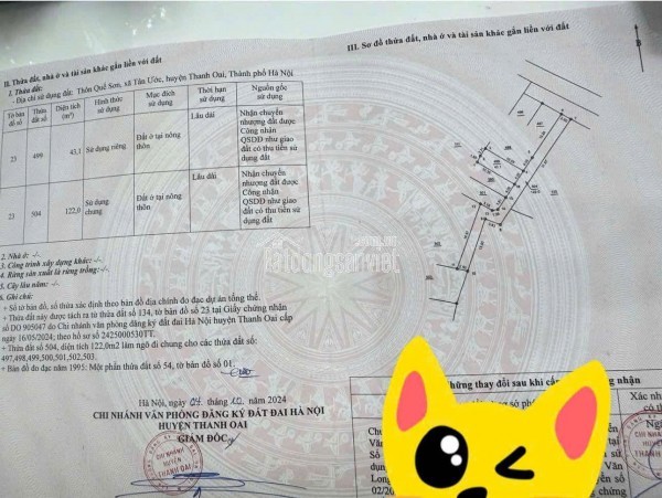 CẦN BÁN LÔ ĐẤT TẠI QUẾ SƠN - TÂN ƯỚC - THANH OAI