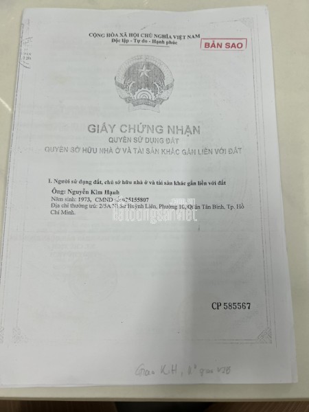 Chính Chủ Bán Đất Bình Trị Đông A Bình Tân HẺM NHỰA 7m OTO Vào Tận Nơi.