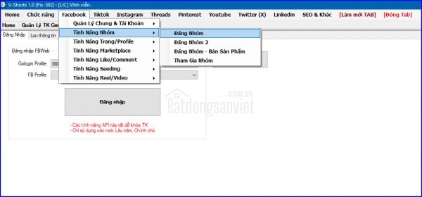 Phần mềm Đăng bài lên nhiều group, fanpage, profile hàng loạt - Vshorts