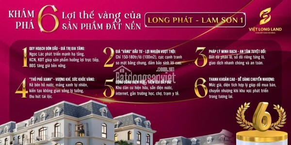 🔥 SIÊU PHẨM ĐẤT NỀN LONG PHÁT - LAM SƠN 1 Sổ Đỏ Riêng, Giá Chỉ Từ 120 Triệu/Lô, Cơ Hội Sinh Lời