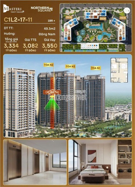 CẦN BÁN GẤP căn hộ 1PN siêu đẹp tại Masteri Trinity Square – Vinhomes Ocean Park 2