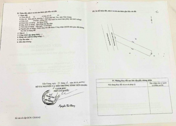 Bán Lô đất MẶT TIỀN đường Hồ Văn Nhánh ( tặng nhà ), KP8, P5. TP Mỹ Tho.
