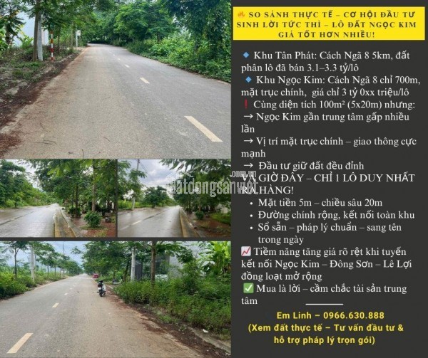 So với đất Tân Phát 5km giá 3.2 tỷ – thì đây là món hời thật sự!
Lô đất mặt trục chính Ngọc Kim –
