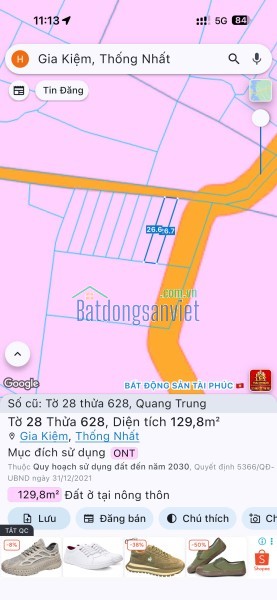 BÁN ĐẤT THỔ CƯ RẺ ĐẸP TẠI GIA KIỆM - THỐNG NHẤT - ĐẤT Ở NÔNG THÔN (ONT)