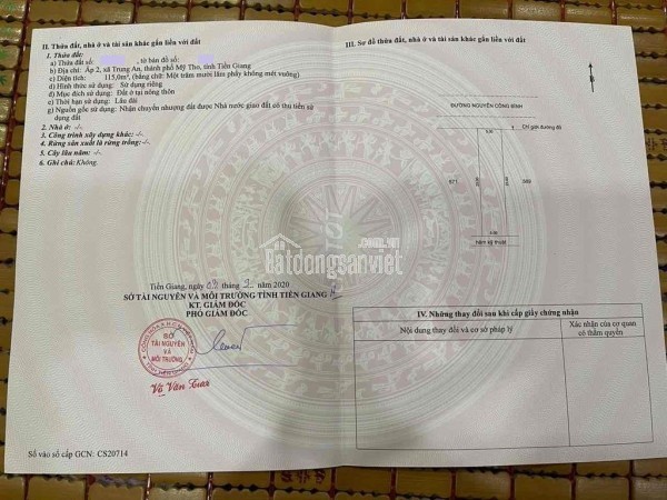 Cặp 2 nền liền kề, Mặt tiền Nguyễn Công Bình, TP Mỹ Tho. Ấp 2. Hướng Bắc.
