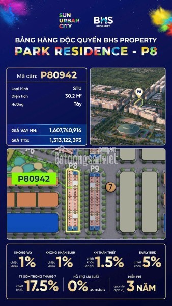 Căn hộ studio - tòa P8 dự án Sun Urban City Hà Nam (P80942)