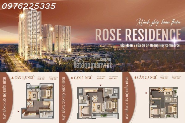 Bán căn hộ 2PN toà Rose Residence - dự án Hoàng Huy Commerce giá chỉ từ 2.540 triệu