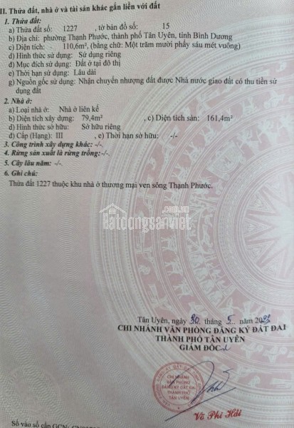 BÁN NHÀ MỚI HOÀN CÔNG FULL THỔ CƯ DT: 110M2 - 3PN PHƯỜNG THẠCH PHƯỚC -TP.TÂN UYÊN
