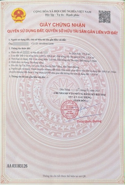 Đất mặt tiền đường tỉnhBình Dương ĐT750 nằm sát KCN