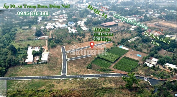 Bán 117,9m2 đất ở xã Trảng Bom, Đồng Nai, giá 900 tr