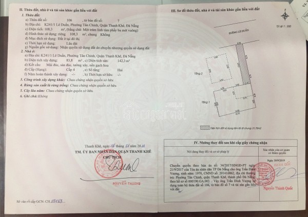 Chính chủ rao bán nhà tại đường Lê Duẩn - Đà Nẵng; DT 108,3 m2; Giá 15,5 Tỷ