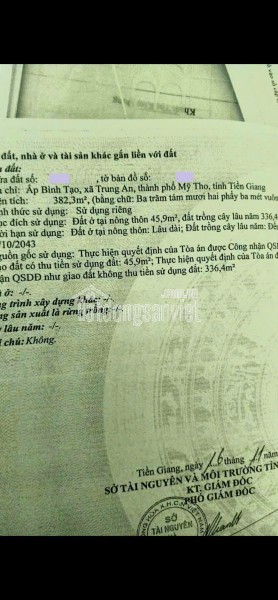 Lô đất 382 m2 ngay T𝐫𝐮𝐧𝐠 tâm KCN 𝐁𝐢̀𝐧𝐡 𝐓𝐚̣𝐨. Trung An, TP Mỹ Tho