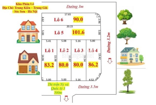 Siêu Phẩm Hàng F0 Phân 6 Lô tại Trung Kiên, Trung Giã, Sóc Sơn, Hà Nội.