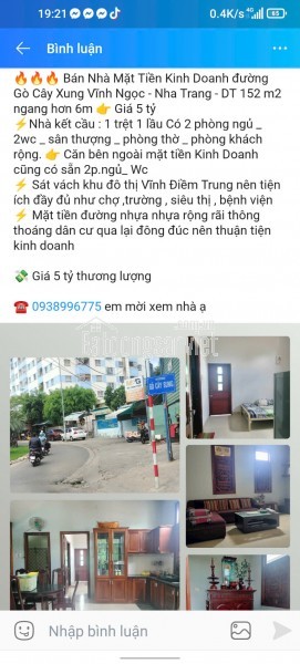 Nhà mặt tiền đường Thành Hồ - Diên Phước - Giá 4 Triệu/m2 có 200 thổ cư - Diên Khánh, Khánh Hòa