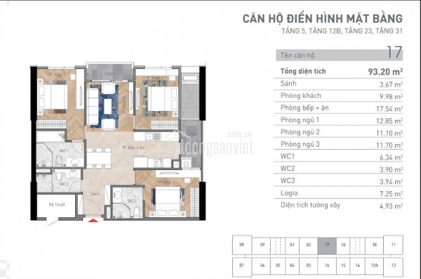 Bán căn 3PN 3VS - 93m2 tại Viha Complex 107 nguyễn tuân