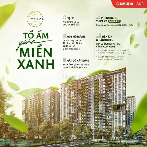 Căn hộ Elysian quận 9, rổ hàng đa dạng các căn từ 1,2,3PN giá tốt view đẹp, mua ngay trực tiếp