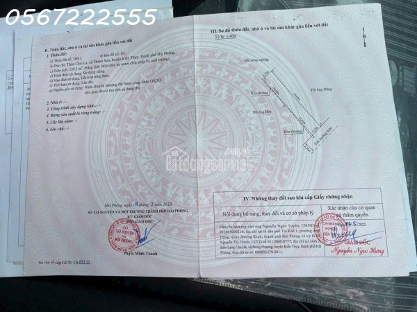 Bán đất Cẩm La, xã Thanh Sơn, huyện Kiến Thụy, Hải Phòng.