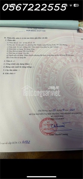 Bán đất tại TDP Bình Minh, phường Hợp Đức, quận Đồ Sơn, Hải Phòng.