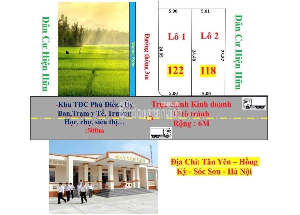 Chuyển Nhượng Lô Đất Đối Diện Nhà Văn Hóa thôn Tân Yên, Xã Hồng Kỳ, Sóc Sơn, Hà Nội.