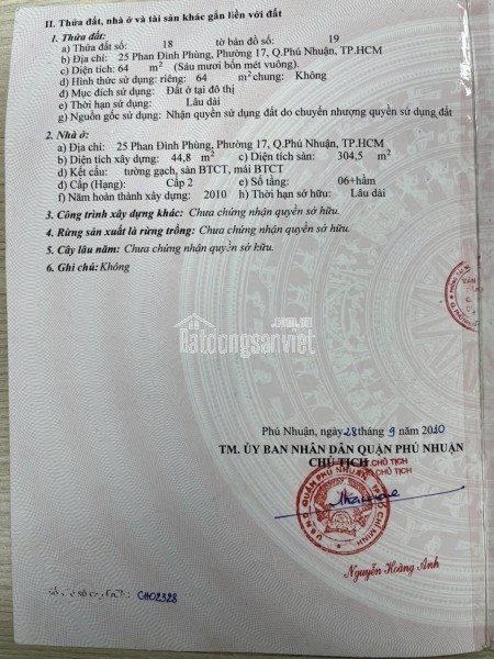 Bán Nhà Mặt Tiền 25 Phan Đình Phùng, P 17, Q. Phú Nhuận