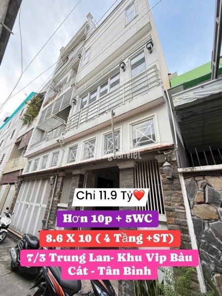 Chính Chủ Bán HXH Trung Lang Tân Bình, DT 8.6x10m, Giá 11.9 Tỷ. Liên Hệ: O981.699.932