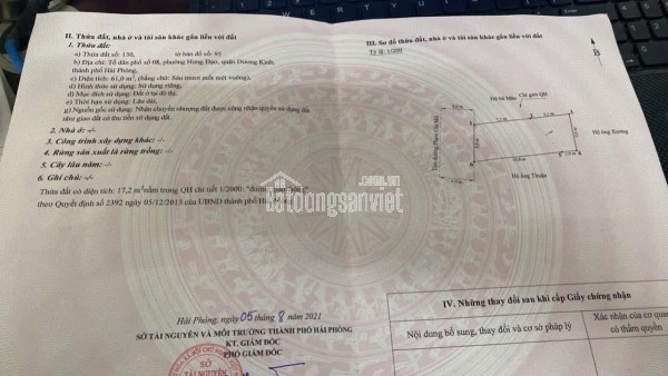 1.9x Tỷ Đất 61m2 MT 5m Mặt Đường 8m Phạm Gia Mô Dương Kinh LH 0567222555
