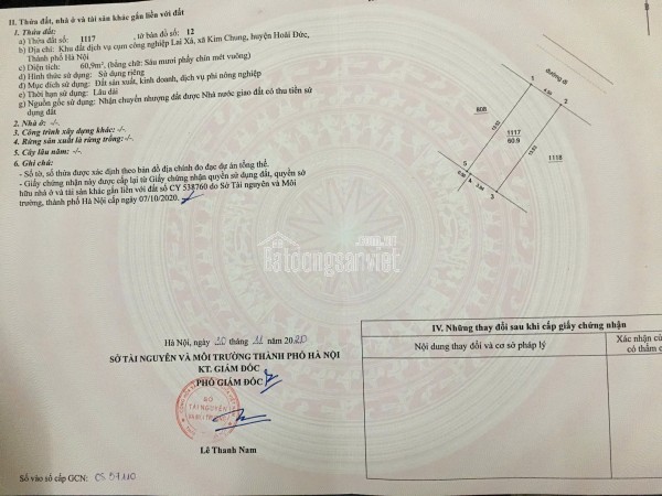 Bán đất tại Lai Xá, Hoài Đức, Hà Nội, 17x triệu/m2, 60.9 m2 phù hợp xây Nhà nghỉ, chung cư mini