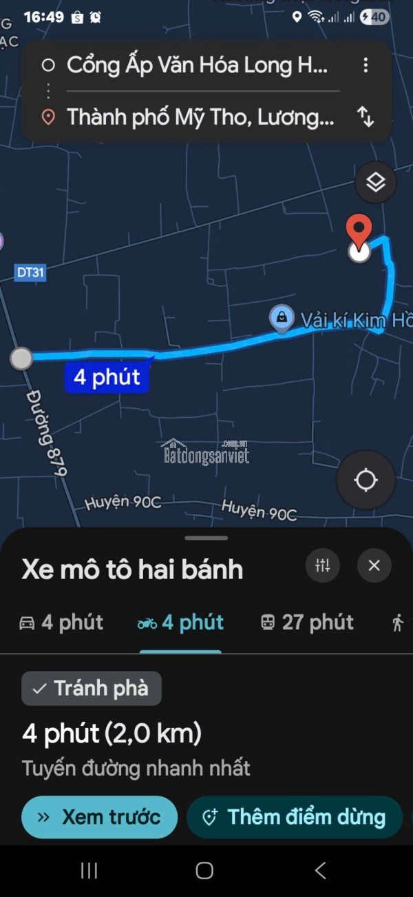 Bán KHU ĐẤT NHÀ VƯỜN rộng 4.300m3. ấp Long Hòa A, Phường Đạo Thạnh (Mỹ Tho) Tỉnh Đồng Tháp