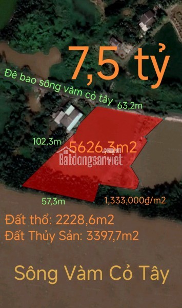 Bán lô đất thổ phân lô mặt tiền đê bao giá 7,5 tỷ