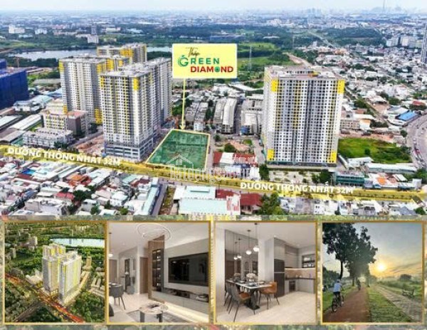 Bán căn hộ chung cư Green Diamond, 52.7m2, 2pn 2wc tại Đại Lộ Thống Nhất