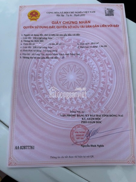 Đất nền Mặt Tiền đường Lê Hồng Phong Nhơn Trạch – Thích hợp cho thuê - kinh doanh dịch vụ.