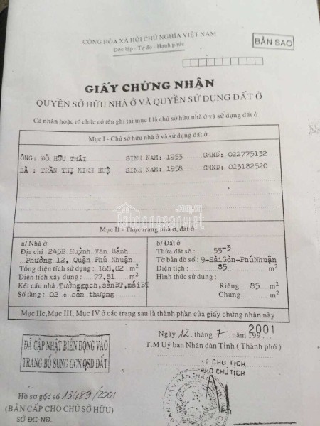 Chính Chủ Bán Mặt Tiền Huỳnh Văn Bánh, P.12, Phú Nhuận: 6.3x14m, Giá 36 tỷ.