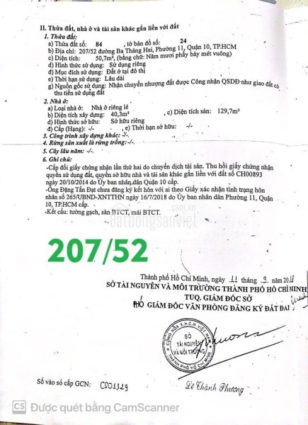 Bán Nhà Hẻm Xe Hơi 207/50-52 Đường 3 Tháng 2 ,P.11, Q.10