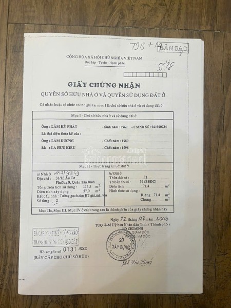 Bán Nhà Hẻm Xe Hơi 254/98/37 Âu Cơ, P9, Tân Bình