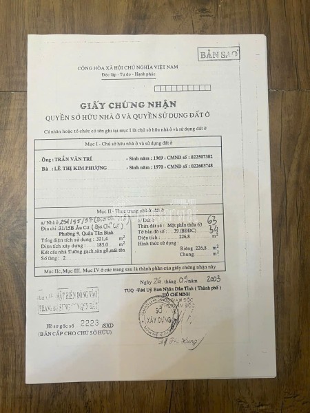 Bán Nhà Hẻm Xe Hơi 254/98/37 Âu Cơ, P9, Tân Bình