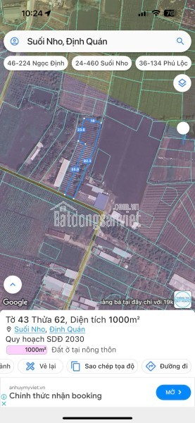 Bán đất vườn 1000m² tại Suối Nho, Định Quán – Pháp lý rõ ràng, giá 990 triệu