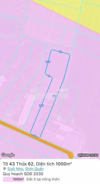 Bán đất vườn 1000m² tại Suối Nho, Định Quán – Pháp lý rõ ràng, giá 990 triệu