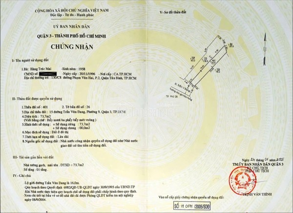 Bán Nhà Mặt Tiền 15-15A Trần Văn Đang ,P11, Q3