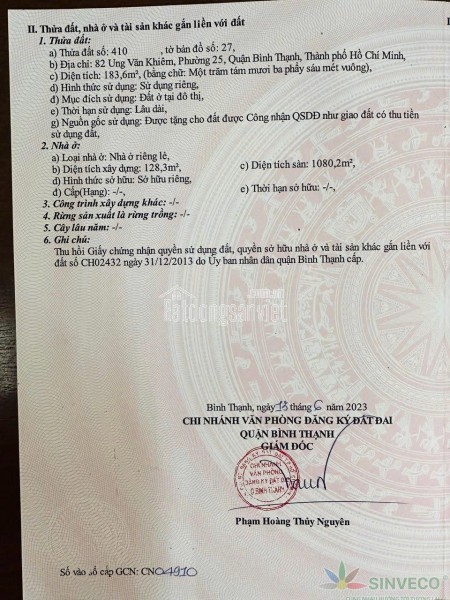 Bán Nhà Mặt Tiền 82 Ung Văn Khiêm, Thạnh Mỹ Tây