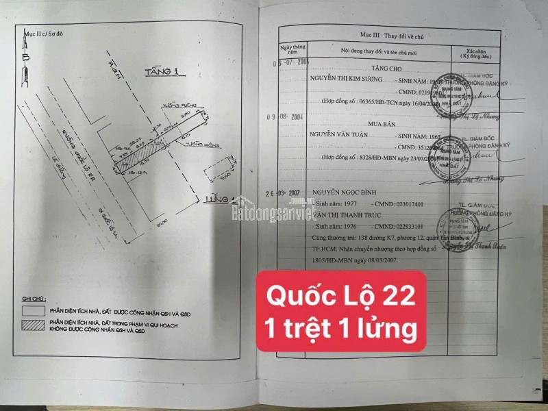 Bán nhà 1 trệt 1 lửng mặt tiền Quốc Lộ 22 , Phường Trung Mỹ Tây Q12