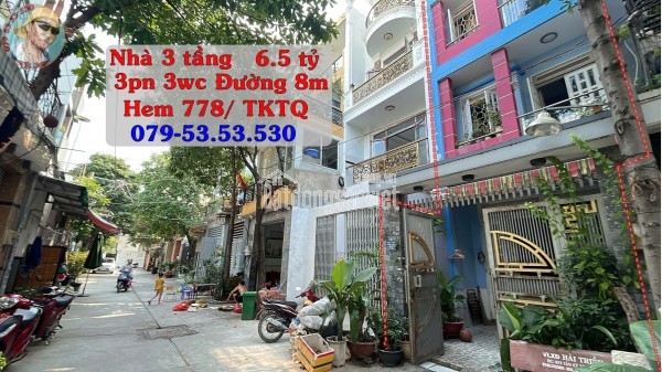 Bán nhà 3 tầng hiện đại, hẻm ô tô 8m, cách Tân Kỳ Tân Quý 1 phút – gần chợ Gò Xoài, trường học,