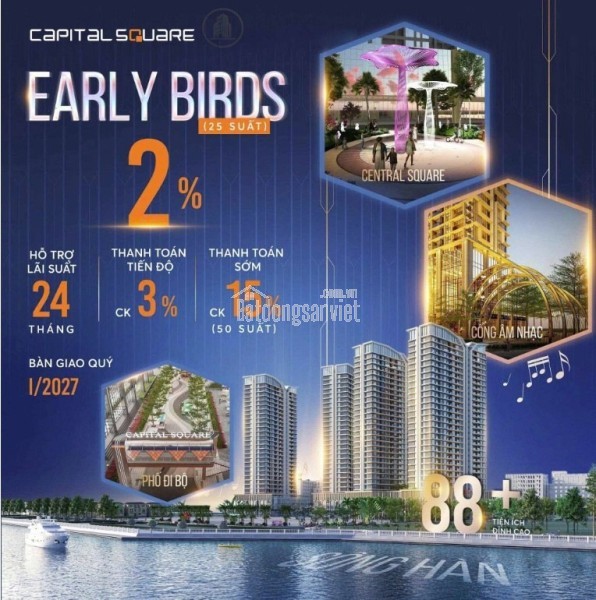 CĂN GÓC 3PN TẦNG 11 – 2 MẶT THOÁNG – VIEW PHỐ THƯƠNG MẠI & CÔNG VIÊN – SIÊU PHẨM CAPITAL SQUARE