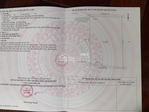 LÔ ĐẤT VỊ TRÍ ĐẸP – ĐẦU TƯ LÀ SINH LỜI chính chủ cần bán nhanh lô đất tại huyện Bàu Bàng, tỉnh