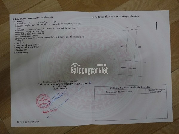 BÁN GẤP LÔ ĐẤT THỔ CƯ 100% – TRUNG TÂM THỊ TRẤN TÂN HÒA, GÒ CÔNG ĐÔNG, TIỀN GIANG