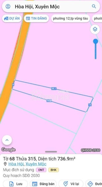 Chủ cần bán 2 lô đất sát nhau tại Hòa Hội,Xuyên Mộc.Bà Rịa _Vũng Tàu.